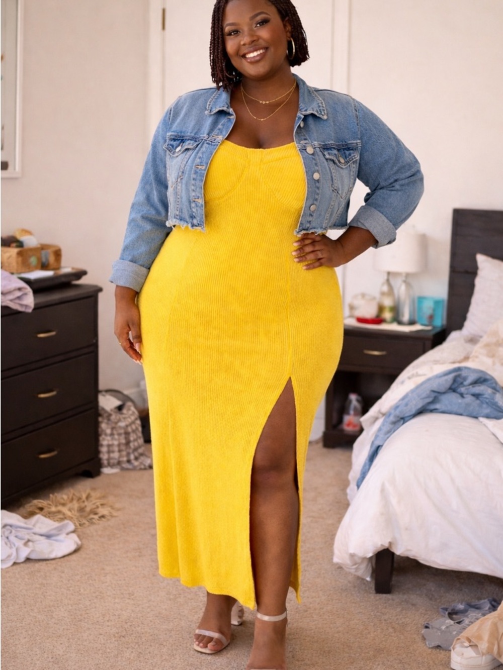 Marshalls Yellow Dress with Front Slit - Picture 4 of 7